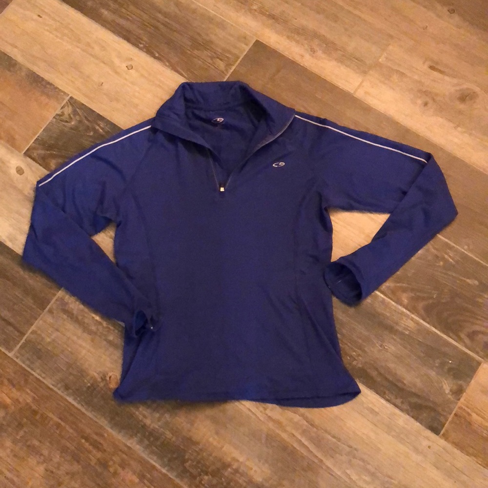 Blue stretchy athletic half zip